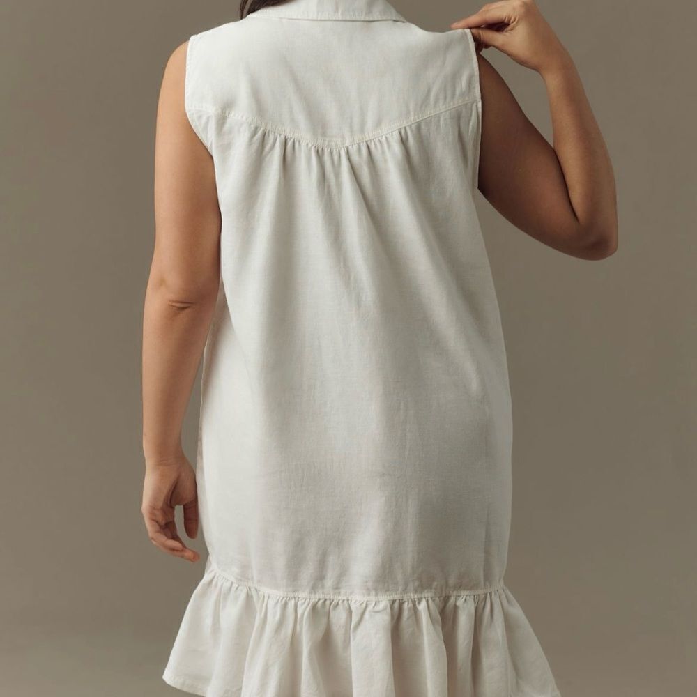 Anthropologie | Pilcro Sleeveless V-Neck Linen Flounce Mini Dress | Size: M - Picture 2 of 7